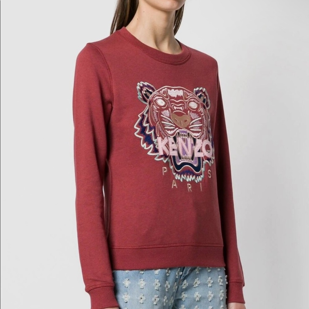 KENZO TIGER EMBROIDERED CLASSIC SWEATSHIRT CARMINE Size M
